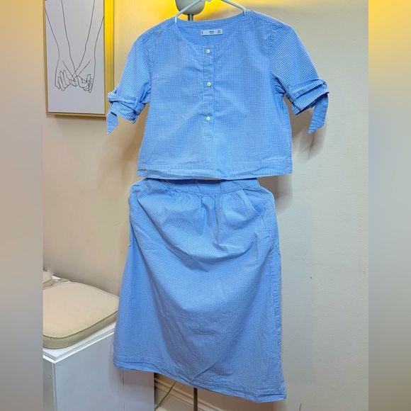 Mango Co-Ord Set Blue Striped Size 2 - Picture 1 of 3